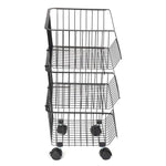 3/4/5 Tier Stackable Rolling Metal Wire Basket Trolley Rack Fruit Vegetable Storage Holder For Kitchen | Small | Black