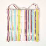 Striped Seat Pad With Button Straps 100% Cotton, 40 X 40 Cm | Set of 1 | Osaka Green