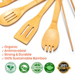 BlauKe Wooden Kitchen Utensils Set Of 7 - Bamboo Cooking Utensils For Non-stick Cookware - Wooden Spatulas, Wooden Spoons, Tongs