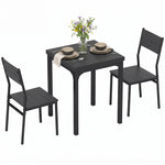 3 Pcs Compact Dining Table 2 Chairs Set | Black