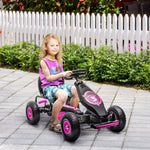 Pedal Kart W/adjustable Seat, Rubber Wheels | Pink