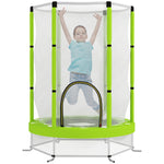 4.6ft Kids Trampoline W/ Safety Enclosure Net, For Indoor Outdoor | Green