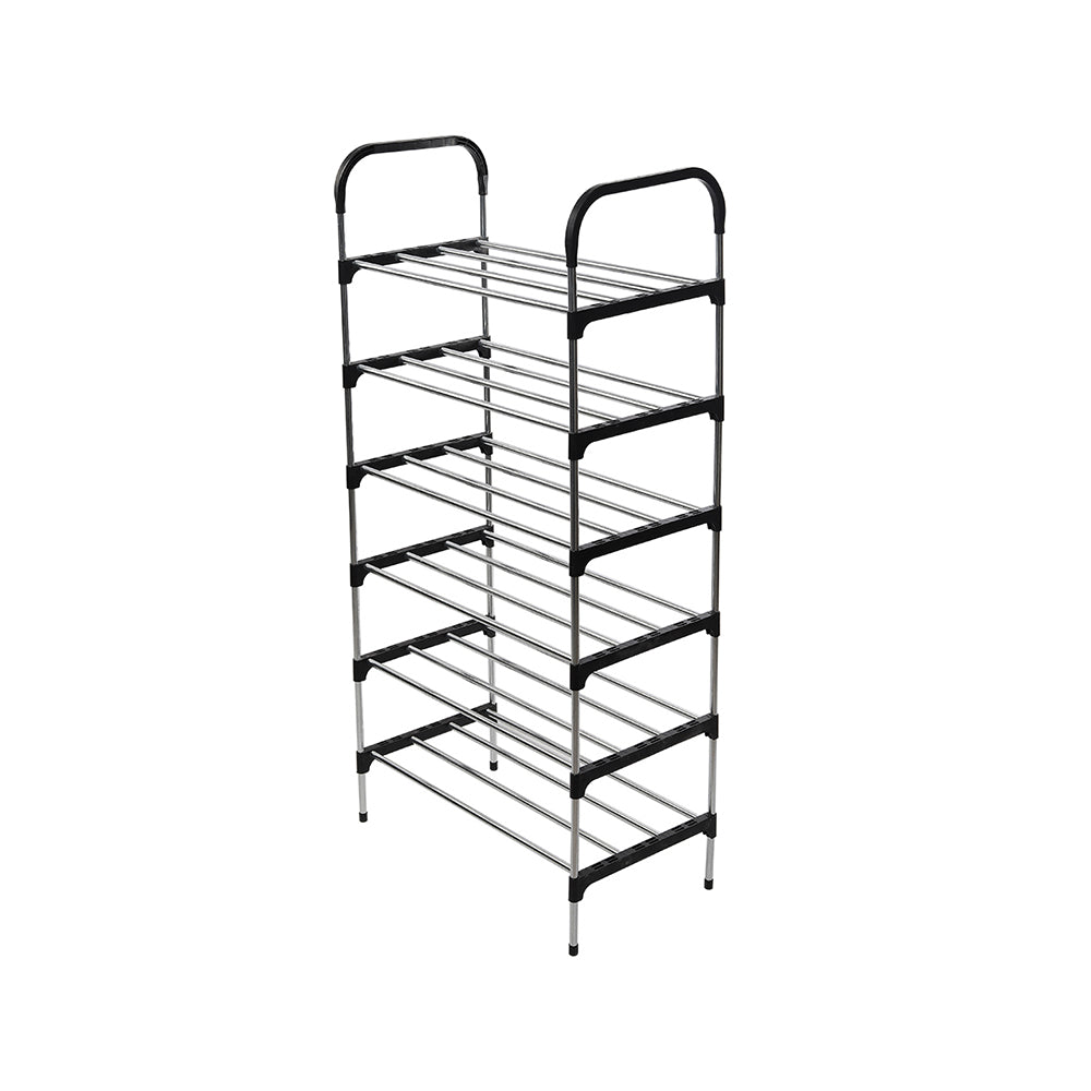 Multi Tiers Shoe Rack Organizer Stackable Space Saving Shoe Shelf | 6 | Black