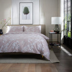 Petite Fleure 100% Cotton Duvet Cover Set – Floral Blossom Print Bedding With Piped Edges | Single | Pink