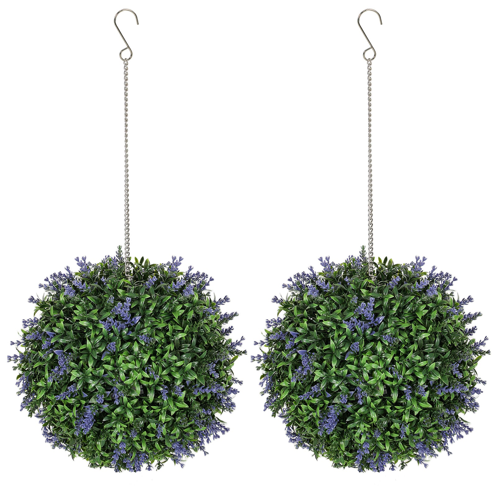 Set Of 2 Artificial Plant Topiary Balls, Faux Plants, Purple