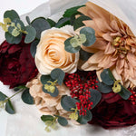 Artificial Burgundy Roses And Dahlias Bouquet, 67 Cm