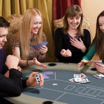 8 Player Folding Poker Table With Cup Holder, Brown