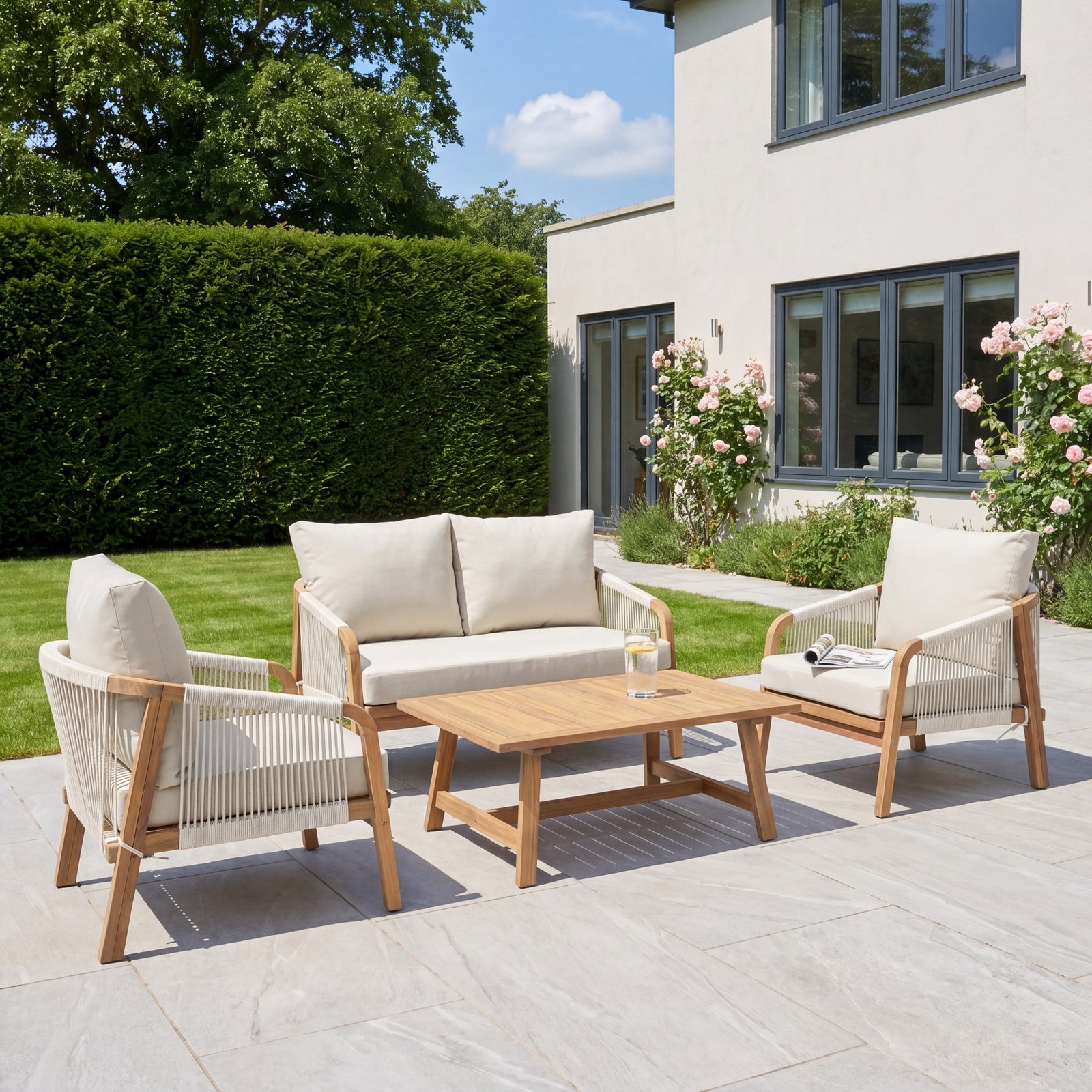 Andria 4-seat Rope Garden Lounge Set | Beige