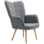 Upholstered Tufted Wingback Armchair With Seat Padding | One Size | Dark Grey