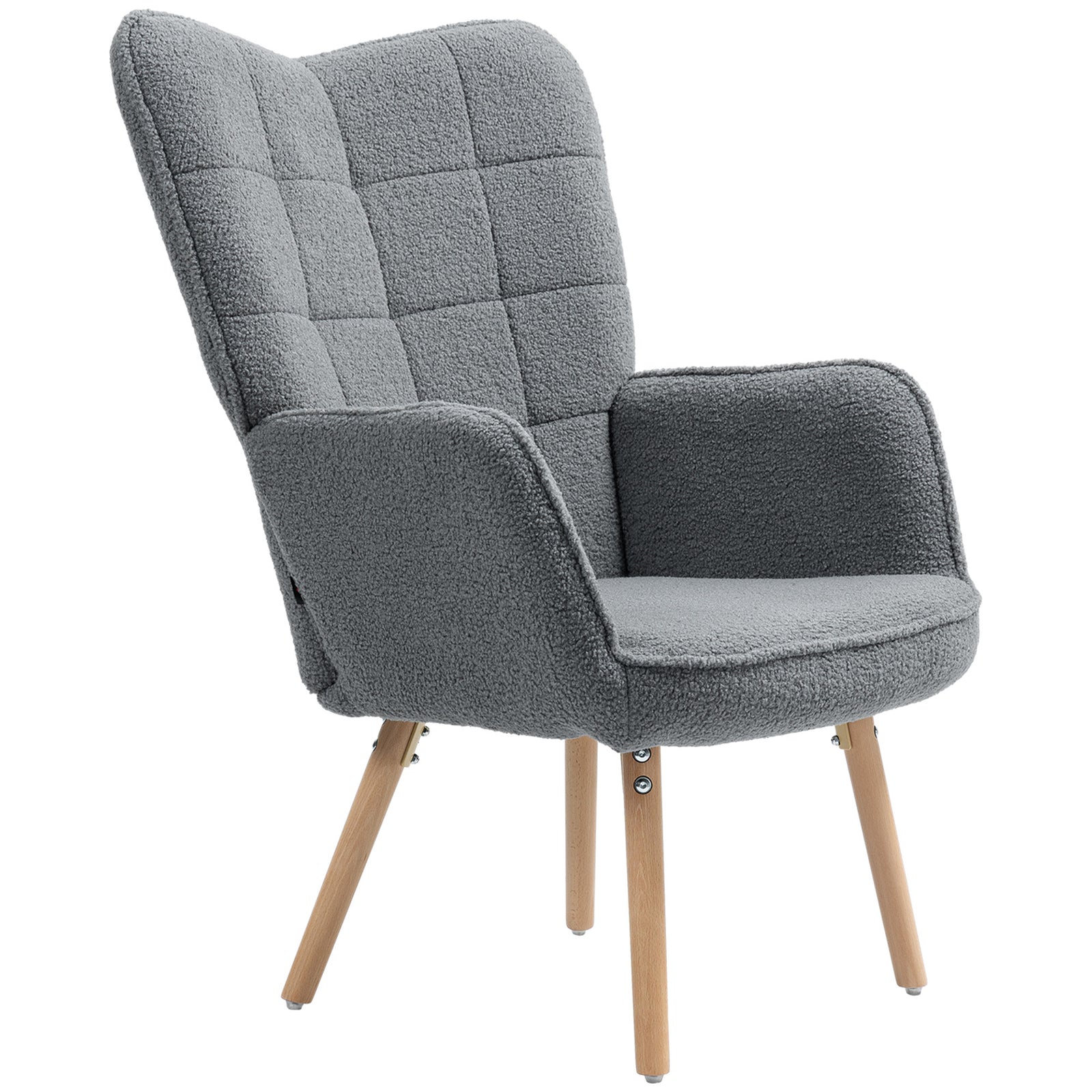 Upholstered Tufted Wingback Armchair With Seat Padding | One Size | Dark Grey