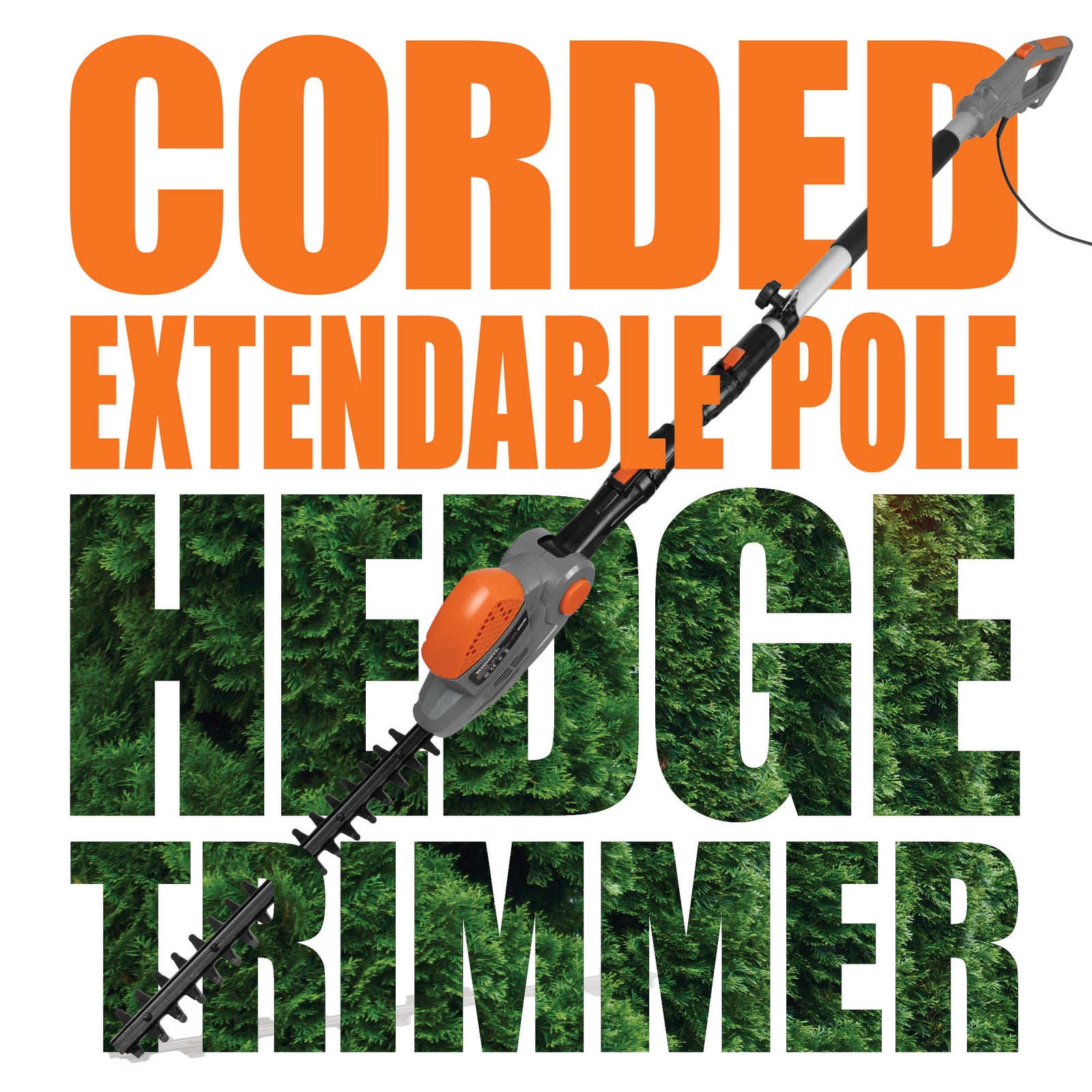 500w Hedge Trimmer Garden Electric Long Reach Telescopic Extendable Hedge Cutter Corded