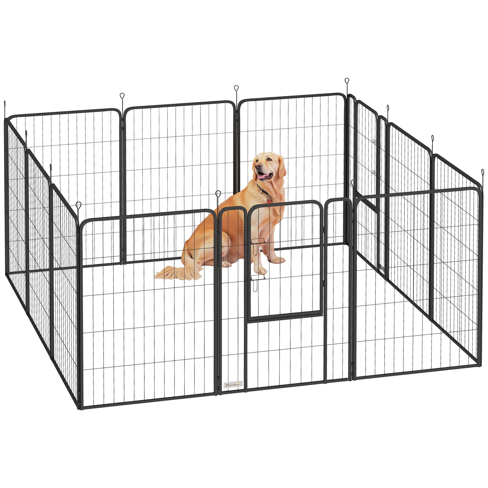 12 Panels Dog Pen, Heavy Duty Puppy Dog Playpen For Large Dogs | 100cm | Black
