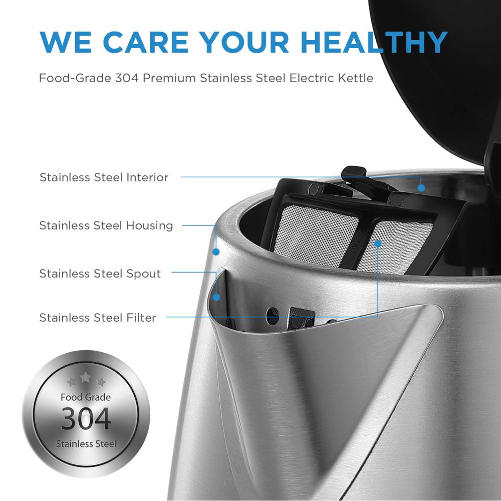 1.7l 3000w Fast Boil Electric Kettle With Auto Shut-off And Dry Burn Protection