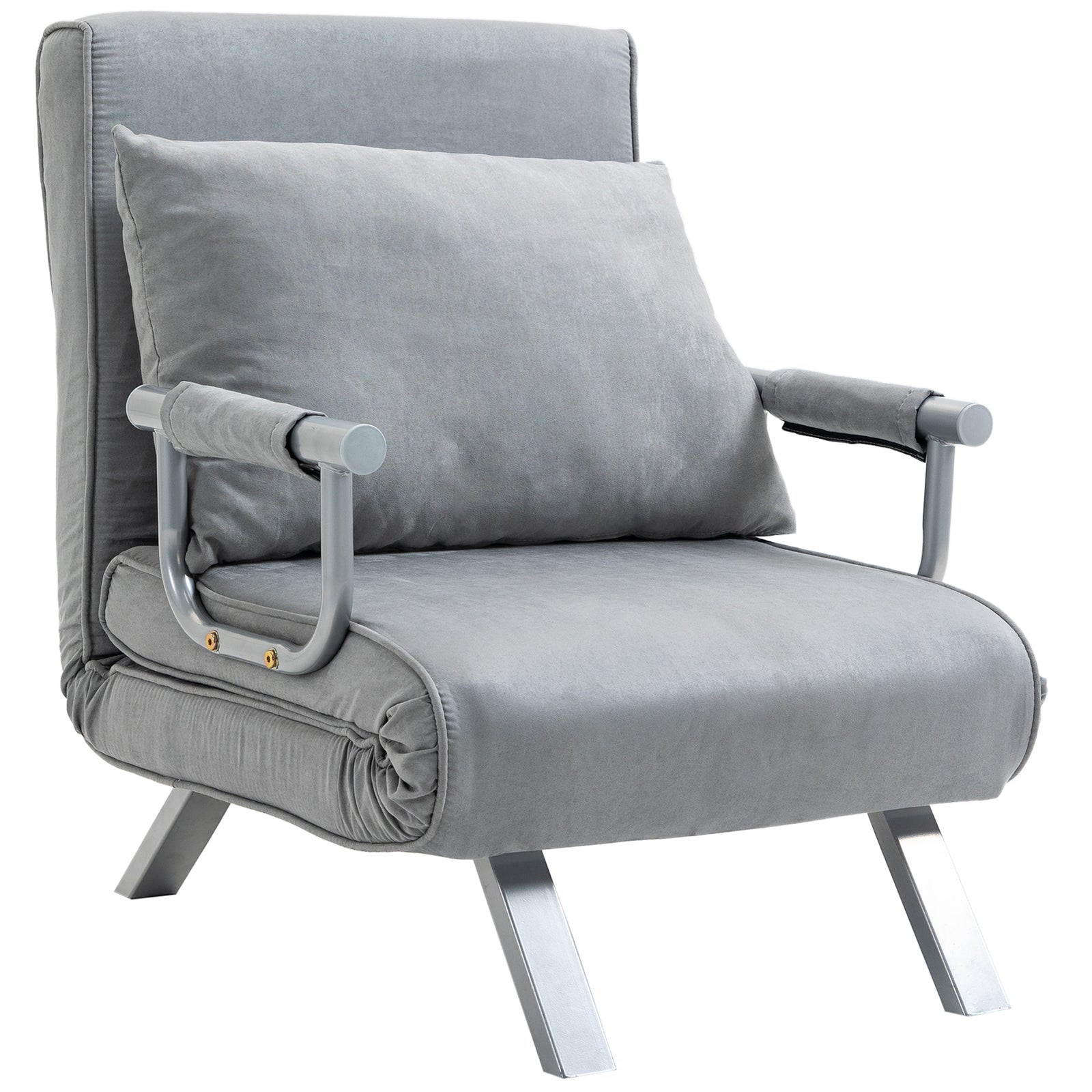 Sofa Bed Foldable Portable Armchair Sleeper With Pillow | One Size | Charcoal Gray