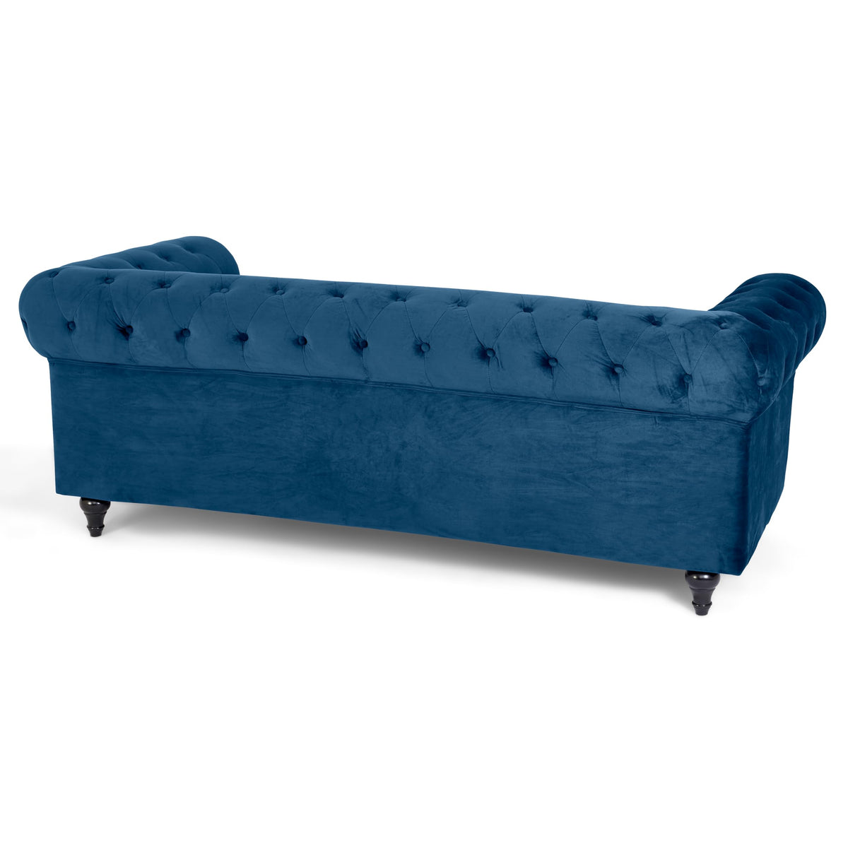 Chesterfield Scroll Arm Velvet Sofa 3 Seater | Navy Blue