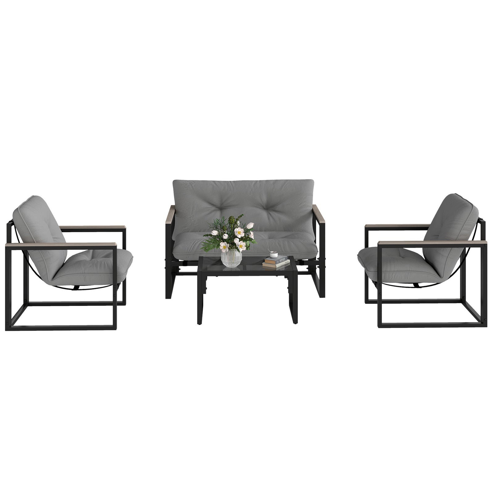 4pcs Outdoor Garden Furniture Set | Dark Grey