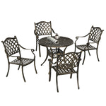 5pcs Garden Dining Set 4 Chairs Table W/ Hole