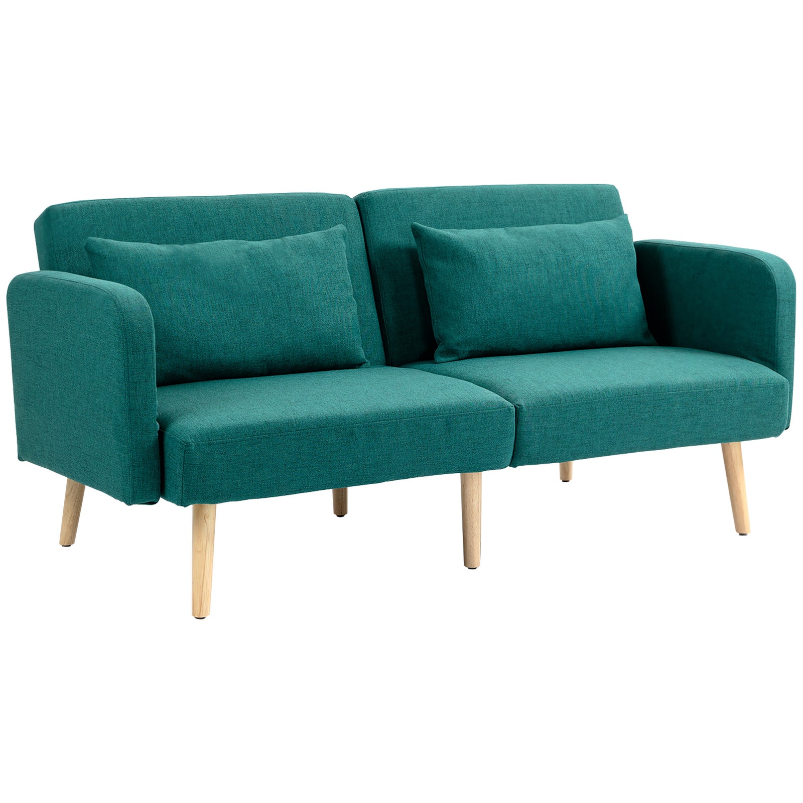 Convertible Sofa Bed Settee With Adjustable Backrest | One Size | Green