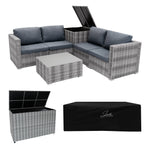 Rattan Modular 6 Piece Furniture Set & 700l Storage Box | Grey