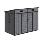 8x4ft Outdoor Plastic Storage Shed With Floor, Window, 2 Vents & Double Lockable Doors,wood Grain Design