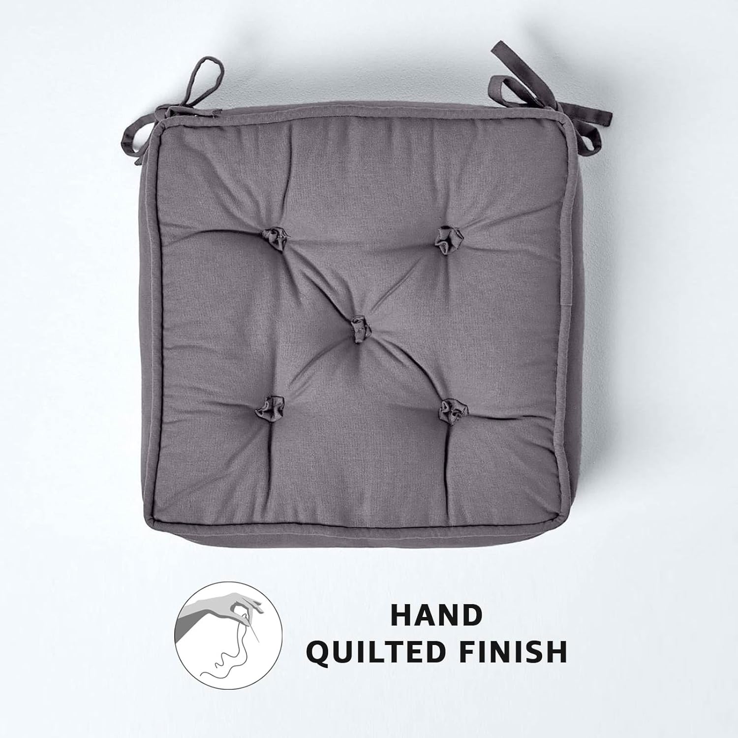 Cotton Dining Chair Booster Cushion | 40cm x 40cm | Charcoal Grey