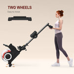 Foldable Water Rowing Machine With Wheels And Lcd Monitor | Black
