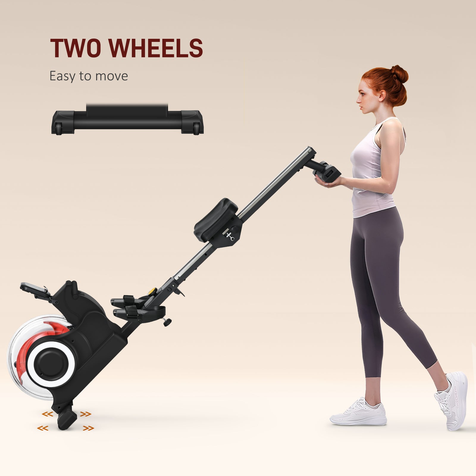 Foldable Water Rowing Machine With Wheels And Lcd Monitor | Black