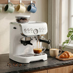 Espresso Machine, Bean Grinder & Steam Wand, 15 Bar Pressure | White