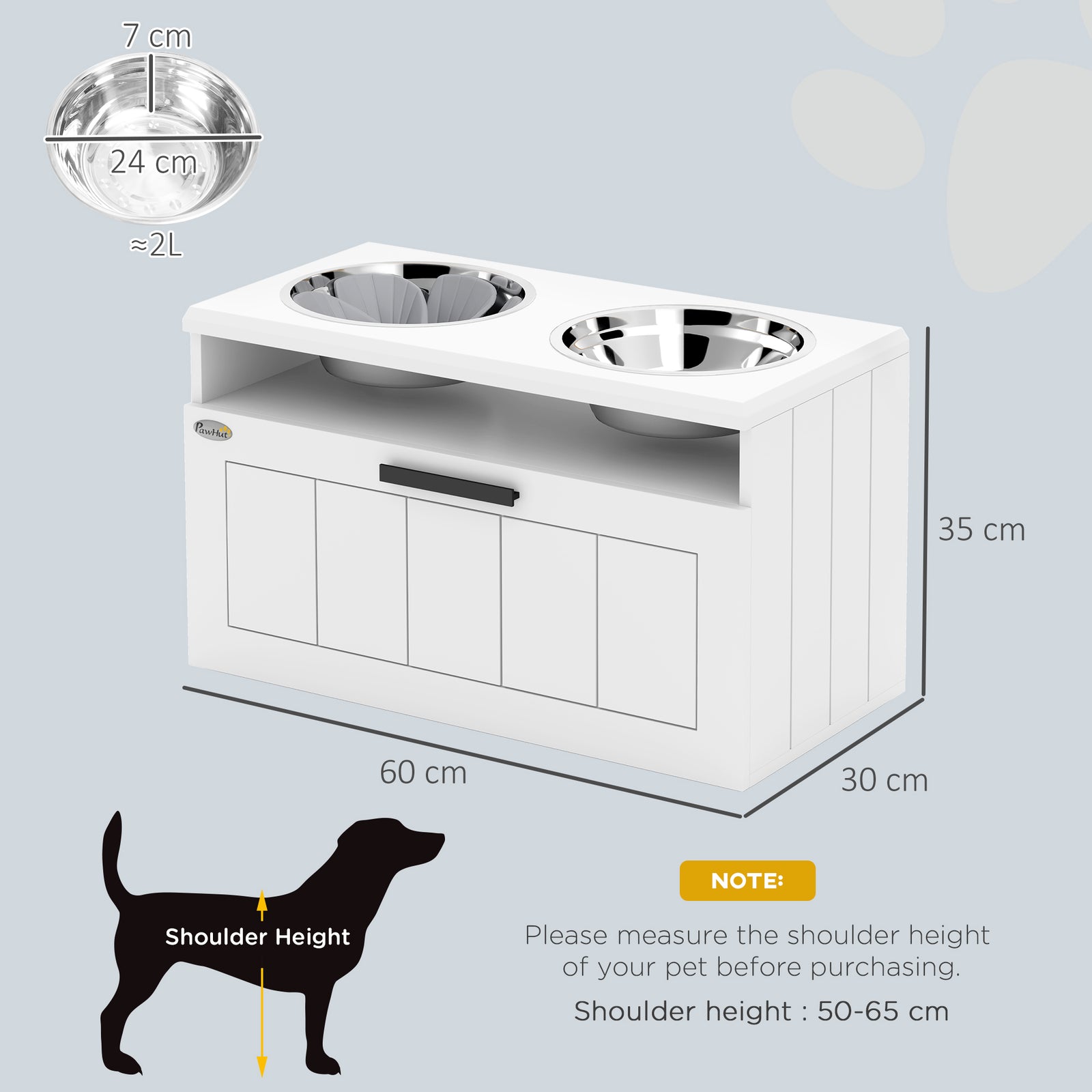 Raised Dog Bowl, Elevated Dog Bowls With Slow Feeder Dog Bowl | White