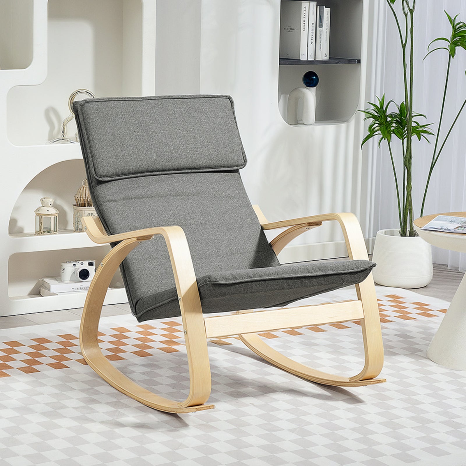 Comfortable Relax Rocking Chair With High Back | Grey