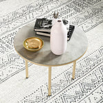 60cm Faux Marble Side Table, Beige