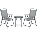 Patio Bistro Set Folding Chairs & Coffee Table For Balcony | Light Slate Gray