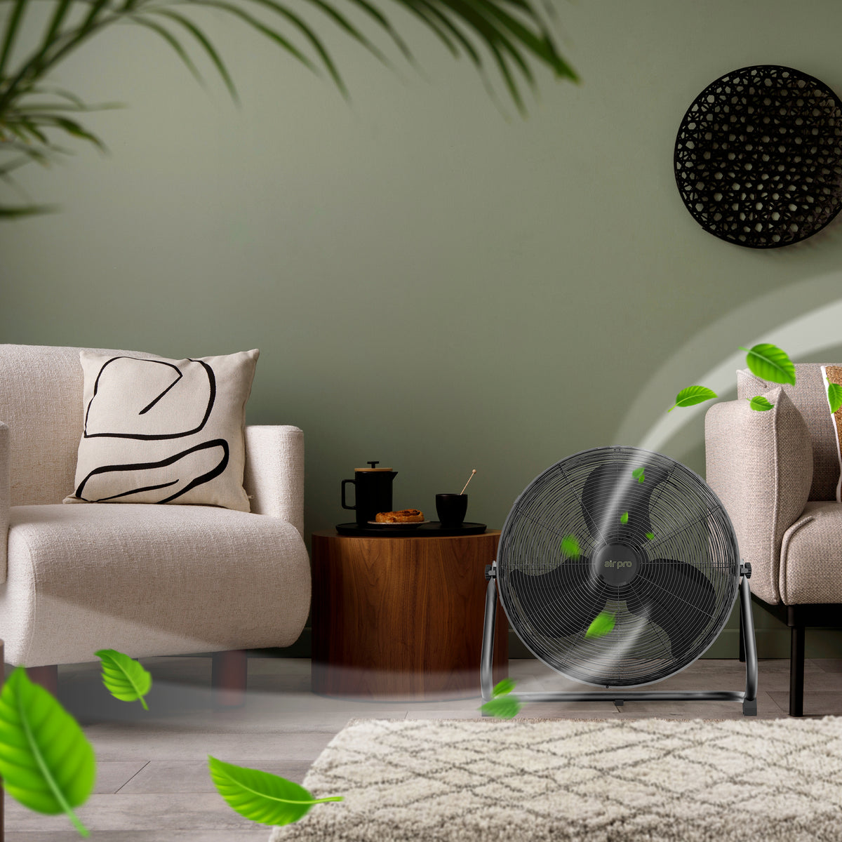 14/16/20" Circular Floor Fan - Powerful Air Cooling Fan With 3 Speed Settings | 20" | Black