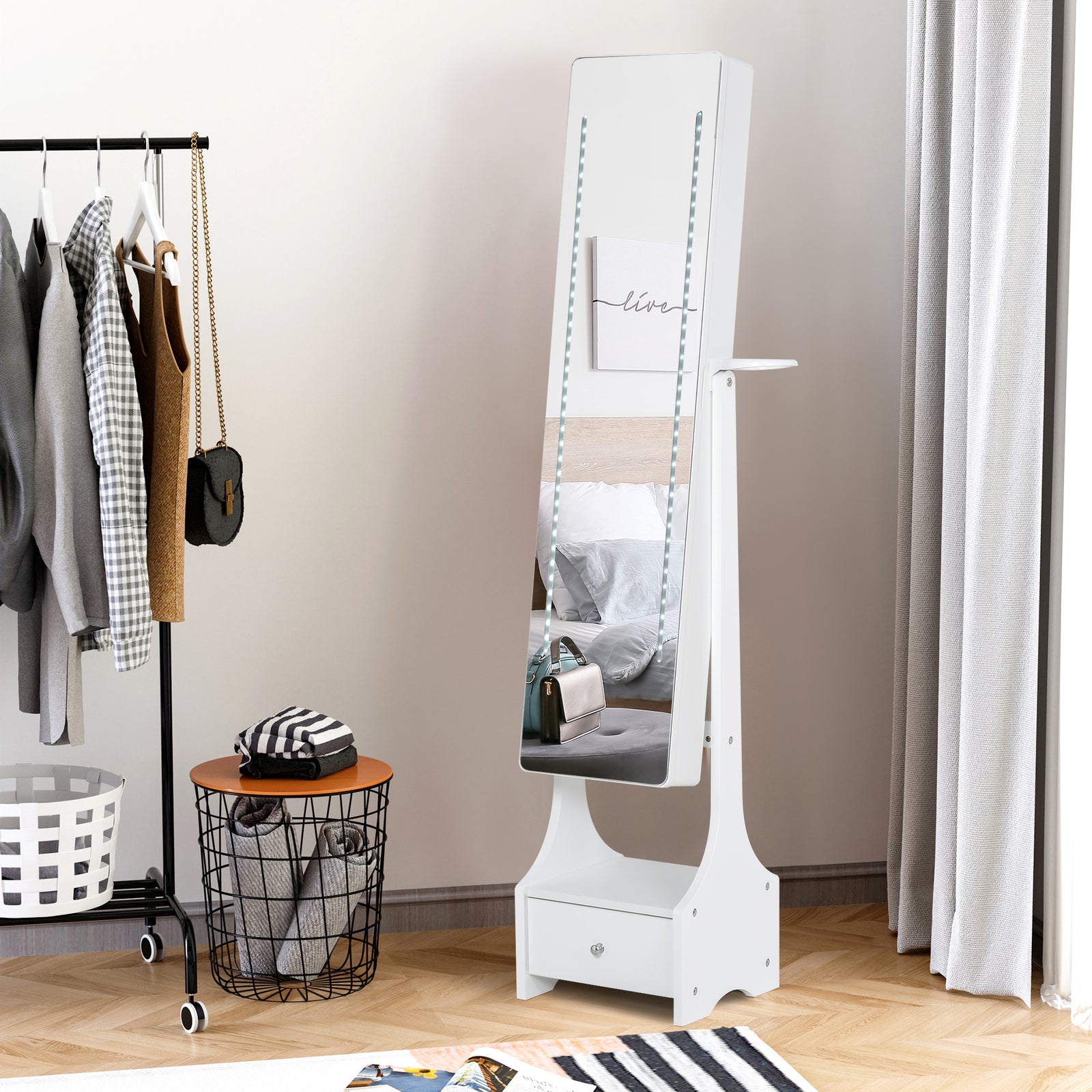 Freestanding Jewellery Storage Mirror Armoire W/ Led Lights
