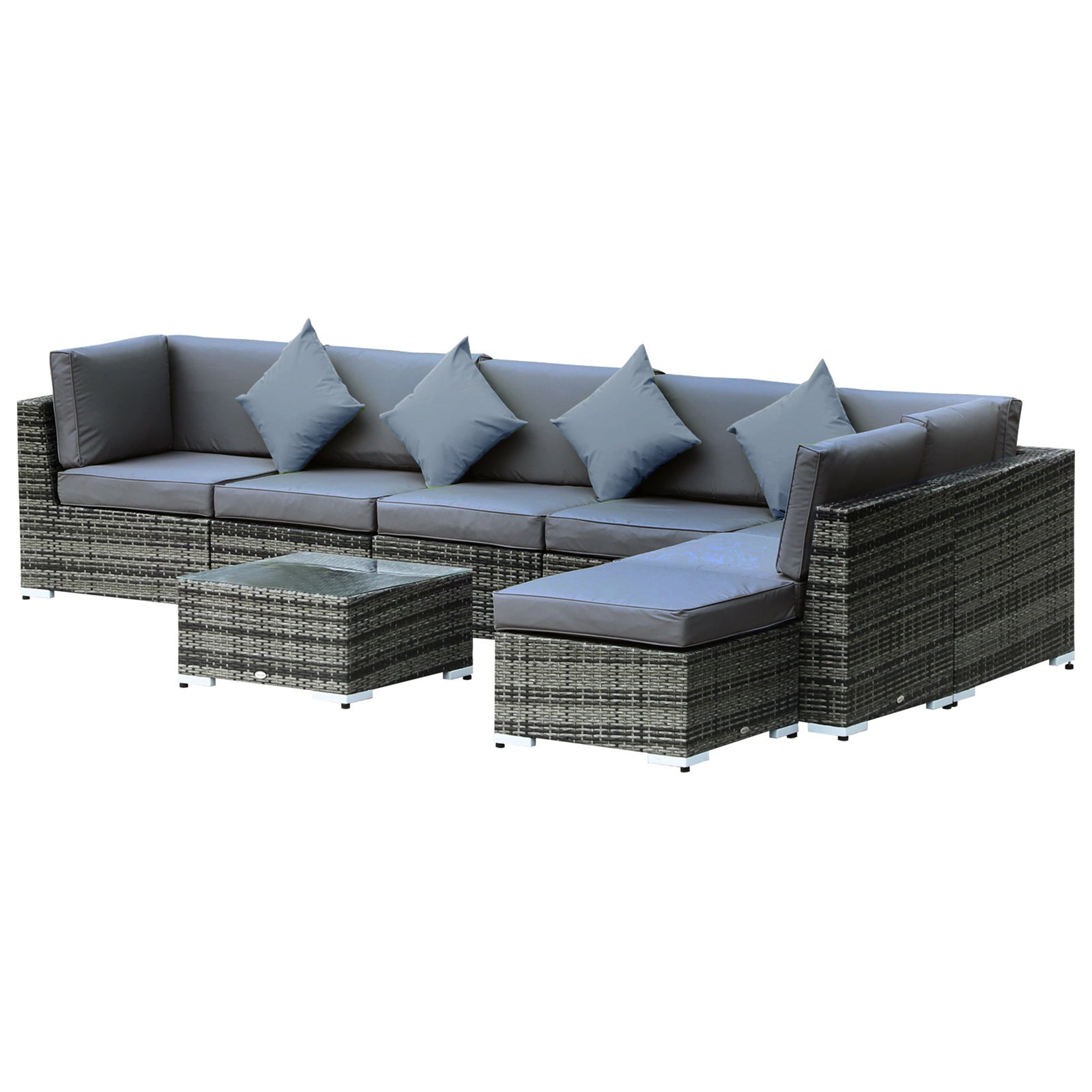 8pc Rattan Sofa Garden Furniture Aluminium Outdoor Patio Set | Gray