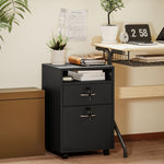 60cm Storage Cabinet With Drawers And Open Shelf | One Size | Black