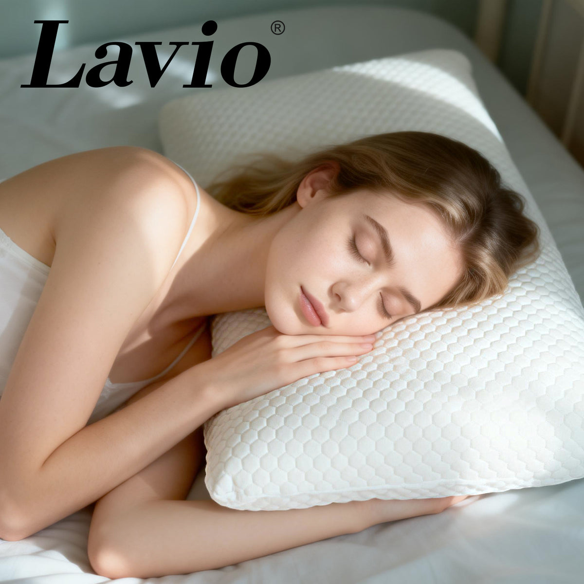 Lavio Contour Pillow Memory Foam For Neck Support Pressure Relief Hypoallergenic