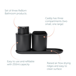 Recycled Bathroom Set - Set of three ReBorn Bathroom products - Made in the UK | Graphite Black