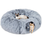 Donut Play Tunnel Bed With Washable Cushion And Toy Ball, Light Grey