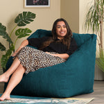 Morgan Cord Armchair & Pouffe Set | Teal
