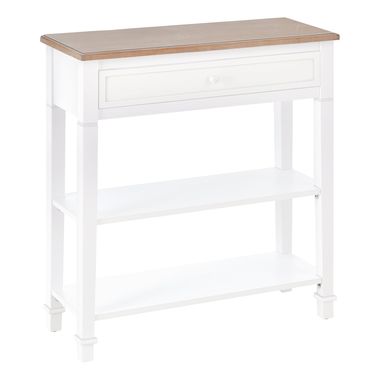 80x75cm Console Table W/ Drawer 2 Shelves Worktop Handle