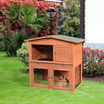 2 Tier Wooden Rabbit Hutch Guinea Pig Small Animal Cage 100.5x55x101 Cm