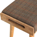 Solid Mango Wood Multi Tweed Tray Style Footstool