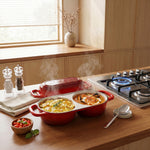 Enamelled Cast Iron Double Loaf Bread Pot With Lid | Red