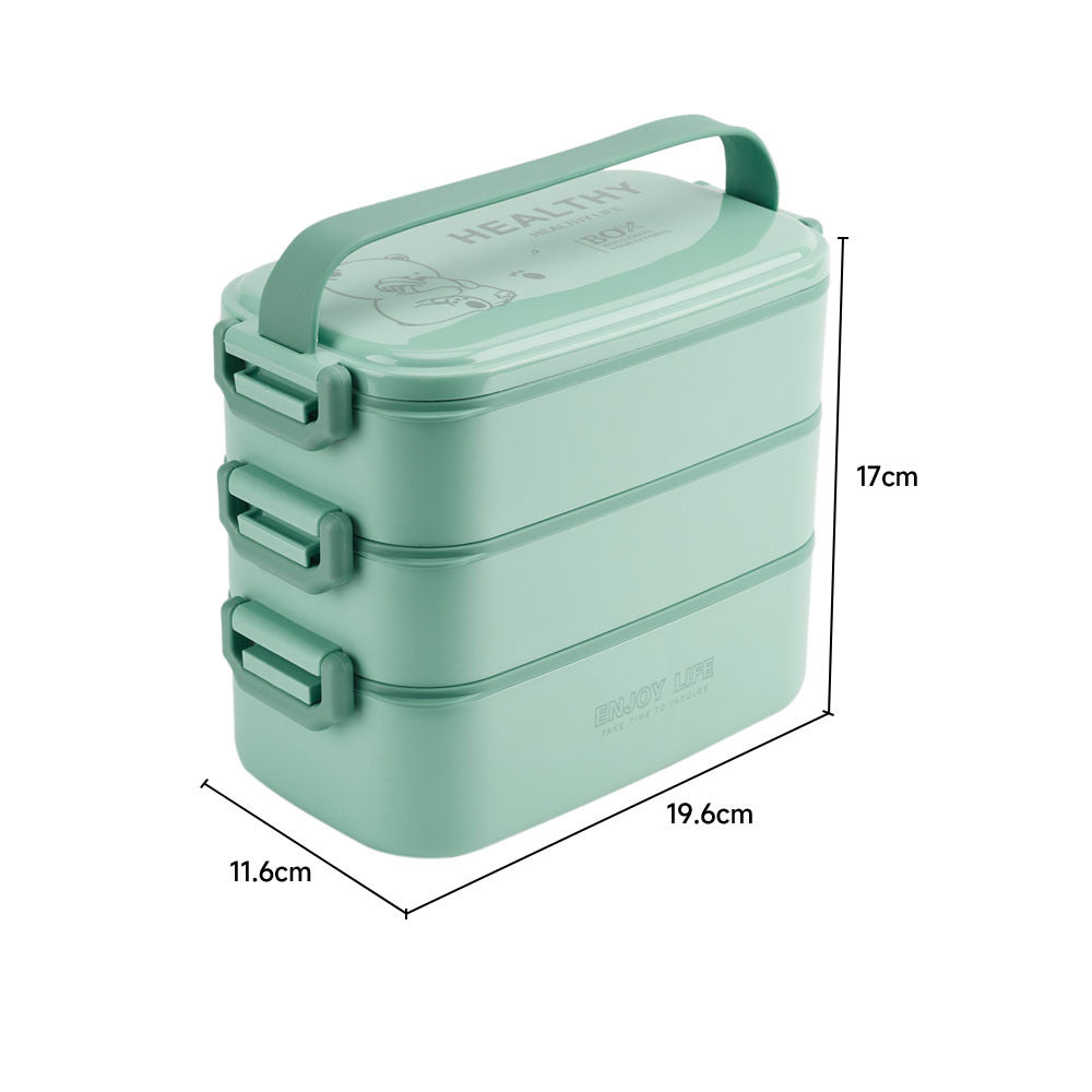 Stackable Bento Lunch Box With Handle 3 Layer | Light Green