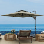 Garden Cantilever Parasol W/ Weighted Base Tilt Crank | Light Grey