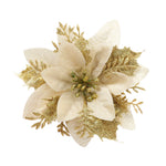 24 Pieces Artificial Christmas Tree Flowers Xmas Festive Poinsettia Flowers Ornament Set | Gold