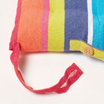 Striped Seat Pad With Button Straps 100% Cotton, 40 X 40 Cm | Set of 4 | Multi Colour