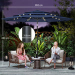 2.8 M Garden Parasol Umbrella With Light, Patio Umbrella | Navy Blue