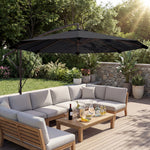 3 M Cantilever Parasol, Offset Umbrella With Cover And Wind Ropes | Black